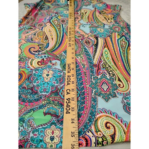 Tommy Hilfiger Vibrant Multicolor Paisley Print Sleeveless Shift Dress Size 16 - Picture 8 of 10